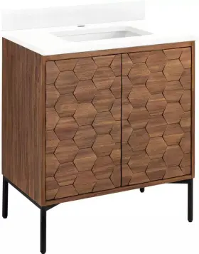 Sh66130029bwn-rumb-arcw-0-k Signature Hardware 30 Inch Devora Console Vanity With Rect Undermount Sink - Aged Auburn Arctic White