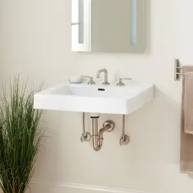 Shctm24208wh Signature Hardware Modern Porcelain Sink - 8 Inch Widespread