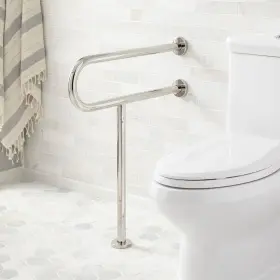 Yjl-8811-ps Signature Hardware Pickens U-shape Grab Bar With Leg Support - Polished