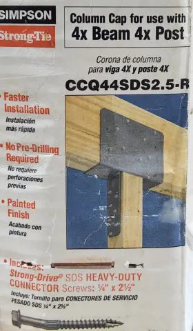 Ccq44sds2.5-r Simpson Strong-tie Ccq Column Cap For 4x Beam Post