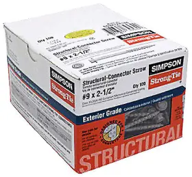 Sd9212r100-r Simpson Strong Tie Connector Screw #9 X 2.5- Inch