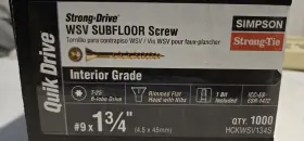 Hckwsv134s Simpson Strongtie Strong-drive Wsv Subfloor Screw Qty 1000 1 3/4 Inch #9