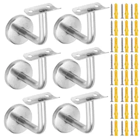 Soujap 787502691102 6 Pack 60 80 Mm Curved Handrail Brackets Stainless Steel Staircase