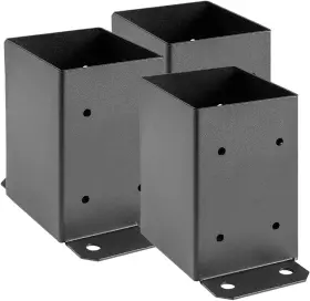 Spaceeup 601707190201 4x4 Post Base 3 Pcs Inner Size 3.6 Inch X3.6 Deck Black