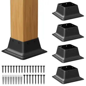 Ljjdzmzdzhs5pcsmsh Spaceeup 4x4 Post Base 5 Pcs Heavy Duty Steel Brackets Internal 3.6 Inch X Black