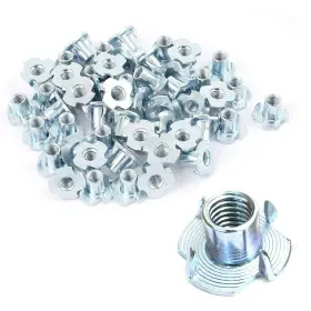 Sd220917001 Spzcdza 50pcs 1/4 Inch -20 X 5/16 Zinc Plated Steel T-nut 4 Pronged Tee Blind Nuts Assort