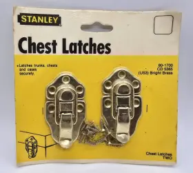 80-1700 Stanley Pair Nos Chest Latches Lot Brass Gatehouse Hinge Trunk Cd 5365