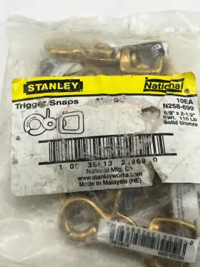 N258-699 Stanley Pack Of 10 Trigger Snap Hook 5/8 Inch X 2-1/2 Solid Bronze