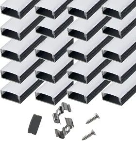 Starlandled 445017159113 Aluminum Black Channel 20pack 3.3ft/1m For 16mm Wide Strip Profile Wit