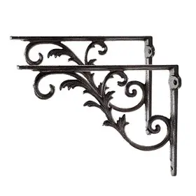 Sm-0439 Sungmor Shelf Brackets Cast Iron Rustic Brown Corner Wall Board Support