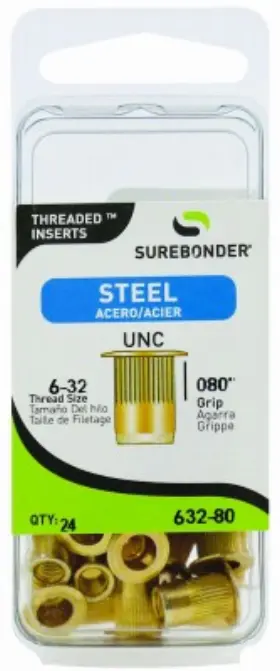 632-80 Surebonder 5 Pack - Threaded Insert .080 Grip Range 6-32 Steel