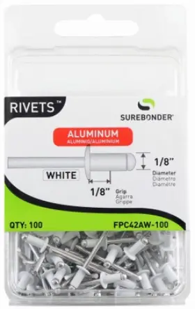 Fpc42aw-100 Surebonder 5 Pack - 100-pack Short White Aluminum Rivets