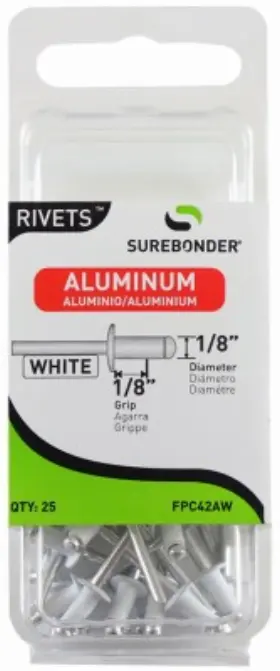 Fpc42aw Surebonder 5 Pack - Aluminum Rivets Short White 1/8- Inch Dia. 25-pk
