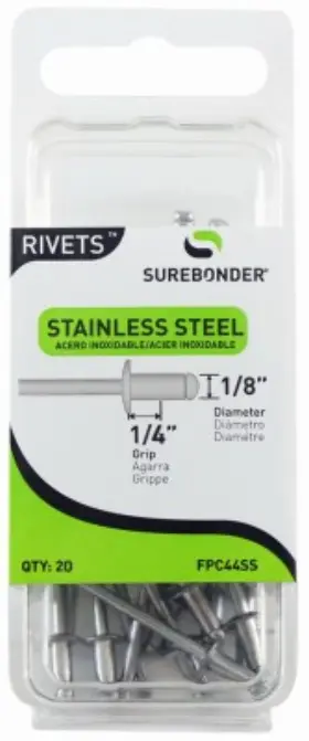 Fpc44ss Surebonder 20-pack Medium Stainless-steel Rivets -