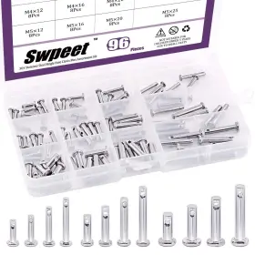 S1058 Swpeet 96pcs Clevis Pin Assortment Kit 304 Stainless Steel M3 M4 M5 Silver