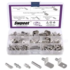 S570 Swpeet 156pcs 6 Styles Shelf Pins Kit Top Quality Nickel Plated 5mm X 16mm