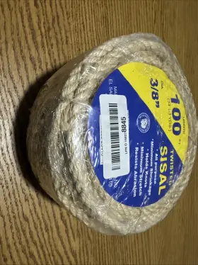 23-410 T W Evans Cordage 3/8 Inch By 100-ft. Twisted Sisal Rope Super Quality 900 Lb. Break Strength