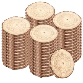 Taicheut 769712426507 100pcs 3.5-4 Inch Natural Wood Slices Unfinished 0.4 Thick