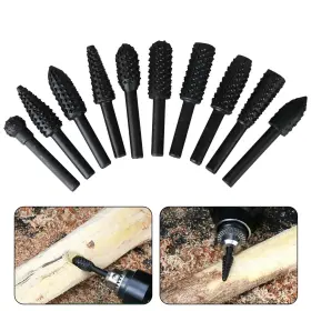 Tb-db010 Takelablaze 10pcs Rotary Burr Rasp Set Woodworking Twist Drill Bits With 1/4 Inch Shank Wood