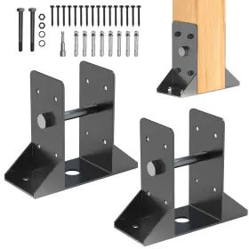 Lb89375 Tayory 4x4 Post Base 2 Pcs Inner Size 3.6 Inch X3.6 Anchors Black Heavy Duty Deck