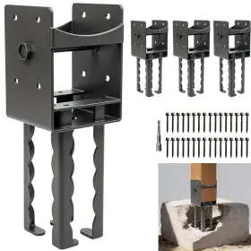 Tayory Psdz-8751 4x4 Concrete Post Anchors 4-pack Heavy-duty Carbon Steel Brackets With