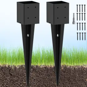 T0921854 Tayory 2 Pcs 4 Inch X4 Fence Post Anchor Ground Spike 24 Actual 3.6 X3.6 Heavy Duty