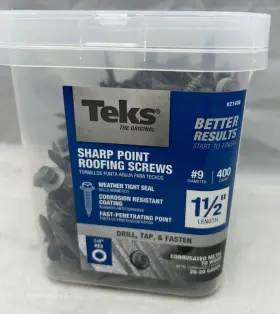 21406 Teks #9 X 1-1/2 Inch Hex Washer Head Sharp Pt Metal-to-wood Roofing Screws 400ct
