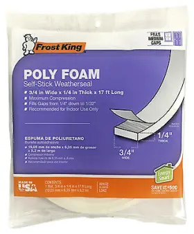 L342h Thermwell Foam Weatherseal Tape 3/4w X 1/4- Inch T 17-ft