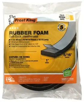 R511h Thermwell 24 Pack Rubber Foam Weatherseal Tape 1w X 5/16- Inch T 10-ft