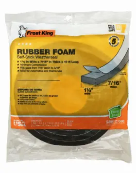 R516h Thermwell Rubber Foam Weatherseal Tape 1-1/4w X 7/16- Inch T 10-ft