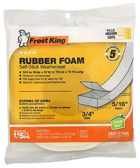 R534wh Thermwell Rubber Foam Weatherseal Tape 3/4w X 5/16- Inch T 10-ft