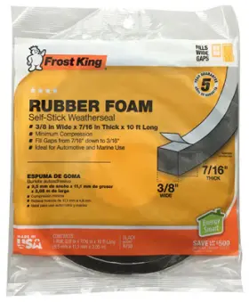 R738h Thermwell 24 Pack Rubber Foam Weatherseal Tape 3/8w X 7/16- Inch T 10-ft
