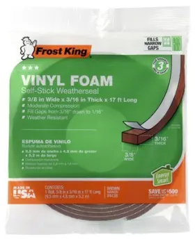 V443bh Thermwell 24 Pack Vinyl Foam Weatherseal Tape 3/8w X 3/16- Inch T 17-ft
