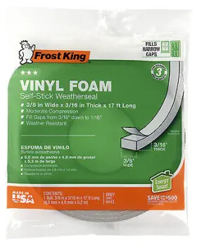 V443h Thermwell 24 Pack Vinyl Foam Weatherseal Tape 3/8w X 3/16- Inch T 17-ft