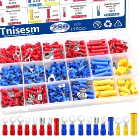 Catn-t01 Tnisesm Insulated Wire Crimp Connectors Assortment Kit With Ring Spade Butt