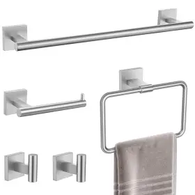Tnoms B0f83tbzjg Brushed Nickel Towel Bar Set 5 Pieces Bathroom Hardware