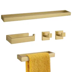 B0fr58zrnf Tnoms Brushed Gold 5-pieces Bathroom Hardware Set Towel Bar Setstainless Steel