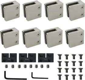 Tonchean 8pcs Glass Clamps 1.8 Inch Heavy Duty Square Bracket Clamp Stainless Steel 316