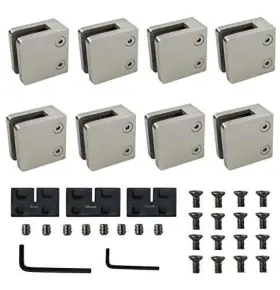 Tonchean 973357081654 Glass Clamps 8pcs 1.8 Inch Heavy Duty Square Bracket Clamp Stainless Steel