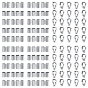 Tgd031 Toogond 100pcs 1/8 Inch Aluminum Crimp Loop Sleeves And 50pcs M3 Stainless Steel Thimble