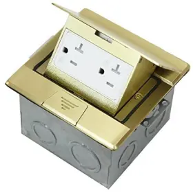 Top Greener Inc 883951416829 Square Pop-up Floor Box Kit 4.75 Inch X Cover 20a Tamper Brass
