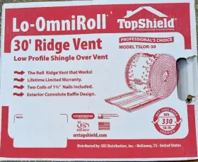 Tslor-30 Top Shield Lo-omni Roll 30ft Ridge Vent Low-profile Shingle-over