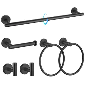 B0dbqtl7ty Tqkag Matte Black 6-piece Bathroom Hardware Set - 23.6 Inch Towel Bar
