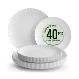 Trendables 810173102353 Scalloped Paper Plates 8.5 Inch And 10.5 40 Pcs Dinne... Fast Ship