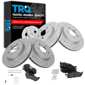 Trq Bka12442 Front And Rear Performance Brake Pad Rotor Kit Ceramic Compatible With