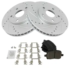 Bka12612 Trq Front Brake Pad And Rotor Set Ceramic G Coated Drilled Slotted Vented Rot