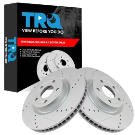 Bra46868 Trq Front Brake Rotor Set G Coated Vented Drilled And Slotted Compatible With