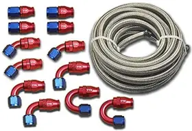 Tt Racing Ptfean8 Kit Xl -8 An8 Ptfe Swivel Fittings Stainless Steel Fuel Line Hose Kit E8