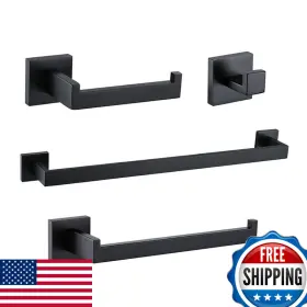 B08sjp7jhn Turs 4 Pieces Bathroom Hardware Accessories Set Matte Black 16 Inch Towel Bar