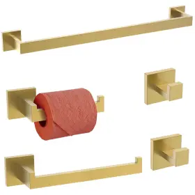 B095mjhksr Turs 5-piece Bathroom Hardware Set Brushed Gold Towel Bar Ring Hooks Paper H